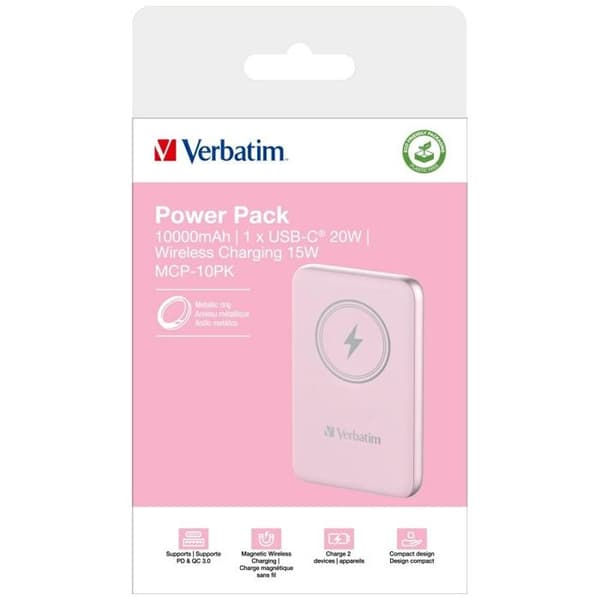Magnetisk Ws Powerbank 10000 Rosa