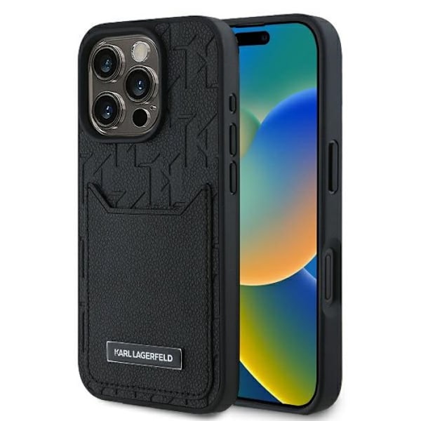 Coque Karl Lagerfeld kortfack monogram för iPhone 16 Pro Max (svart)