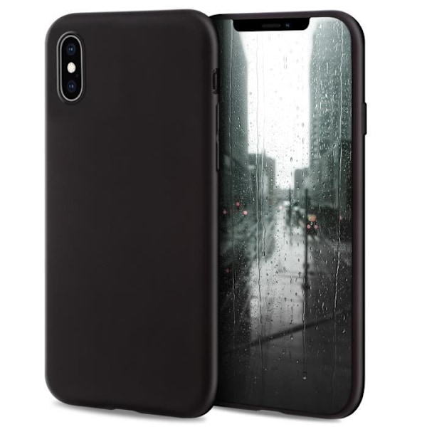 Moozy Minimalist Series silikonfodral för iPhone X och iPhone XS, svart - matt finish, smalt och tunt mjukt TPU-skal