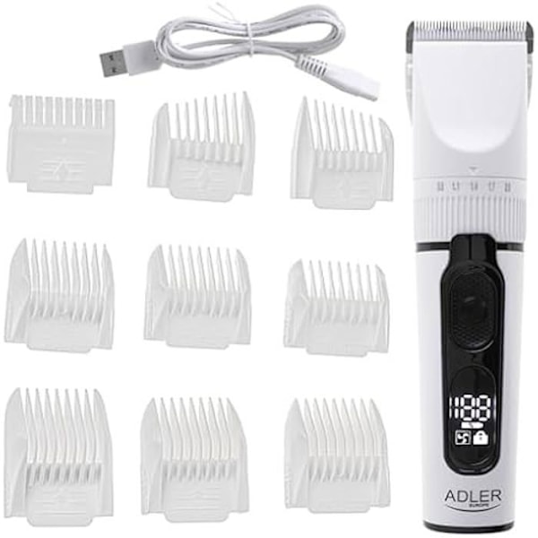 Hårklippare - ADLER EUROPE - AD 2839 - LED-skärm - Autonomi 180 min - USB-laddning Vit