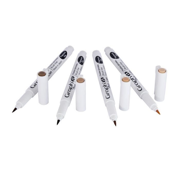 Stylos feutres Brush liners - Graph - Set om 4 - Brunt nyanser - Penselspets - För vuxna Brun, Ockra Ljus, Ockra Medium, Ock