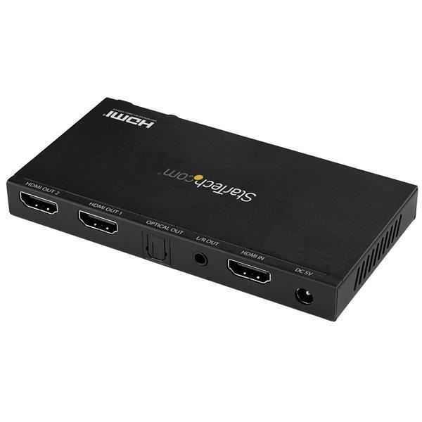 StarTech.com 2-portars HDMI splitter - 4K 60Hz med inbyggd skalare - 7.1 Surround Sound