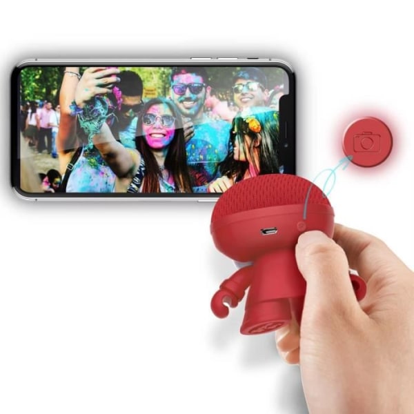 Mini Xoopar XBoy Bluetooth-högtalare - Röd - Trådlös - 3W - Integrerad selfie-fjärrkontroll Röd