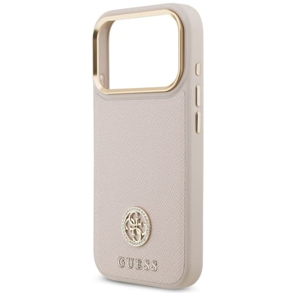 Coque Guess Grained Strass Logo MagSafe för iPhone 17 Pro - Rosa Rosa