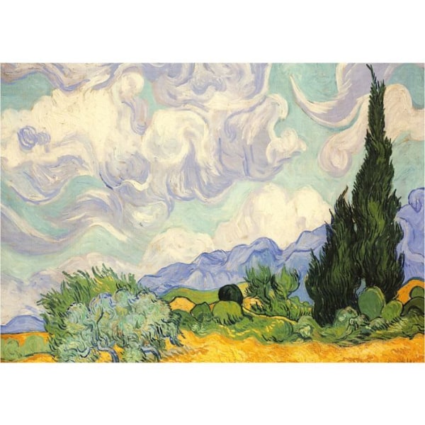 Pussel 1000 bitar: Van Gogh: Vetefält med cypresser