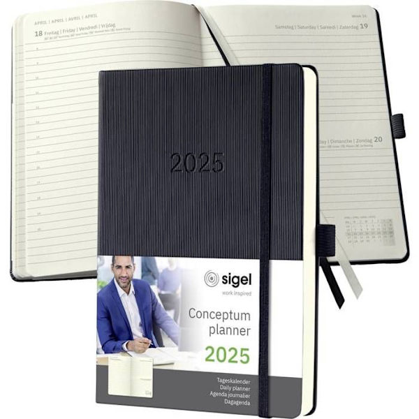 Sigel Conceptum 2025 dagsplanerare C2510 DIN A5 bindningsfärg: svart 1 st.