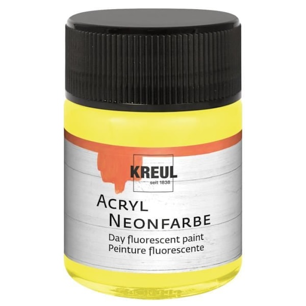 Flaska 50 ml Gul fluorescerande akrylfärg