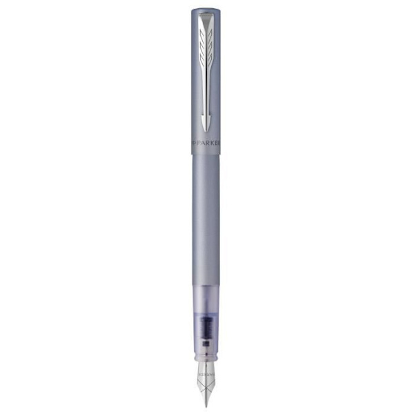 PARKER VECTOR XL reservoarpenna - Silverblå - Medium spets - Blå bläckpåfyllning silverblå