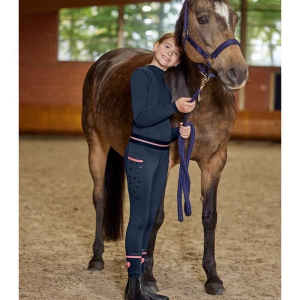 Termisk ridbyxa full grip flicka ELT Lucky Leni nattblå 10 år
