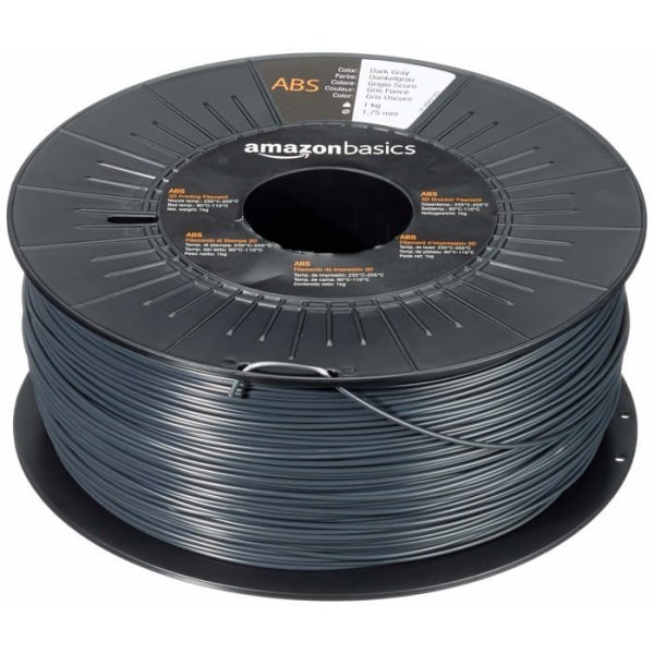 Grundläggande 3D-skrivartråd - ABS175GY11000C - Amazon ABS-tråd för 3D-skrivare 1,75 mm Mörkgrå spole 1 kg