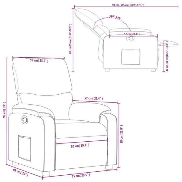 vidaXL Grå lätt tyg recliner 3205680