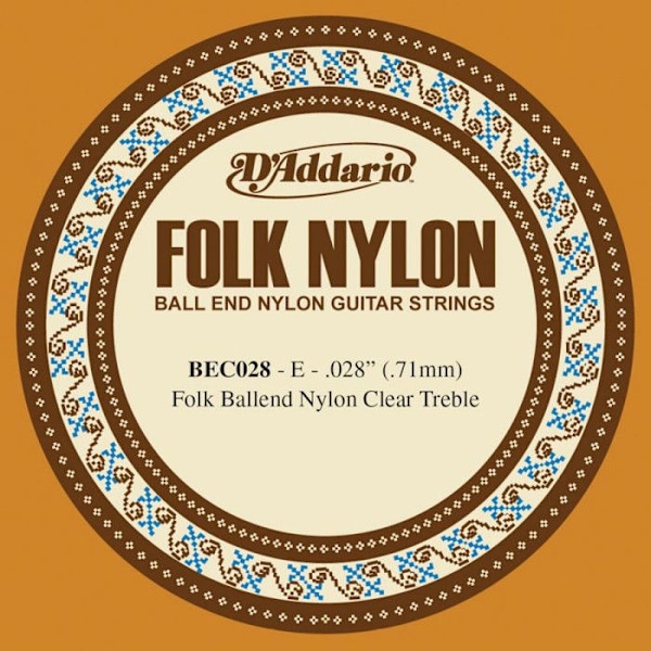 D'Addario D'Addario BEC028 Folkgitarr Nylon Enkelsträng, Translucent Nylon, Ball End, .028