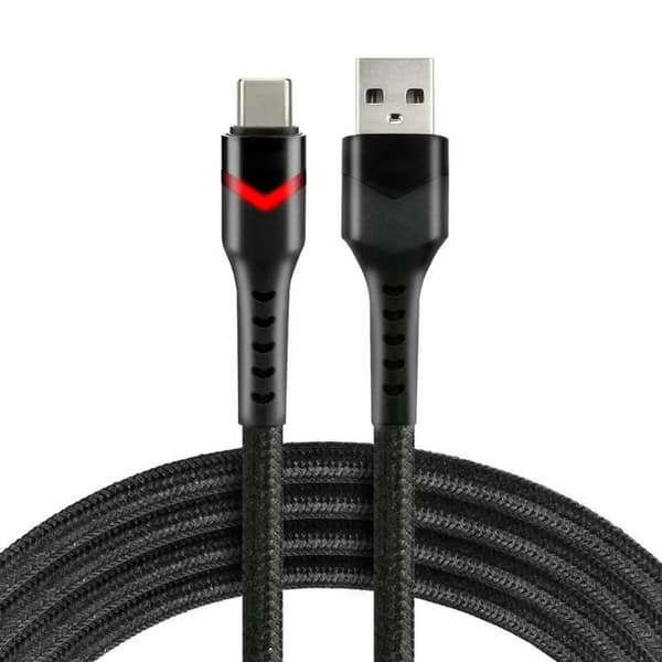 USB-kabel till USB-C everActive CBB-2CBR 2 m 3 A LED RGB svart