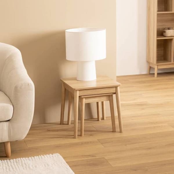 Set med 2 Abana sidobord i ljust trä - 5five beige