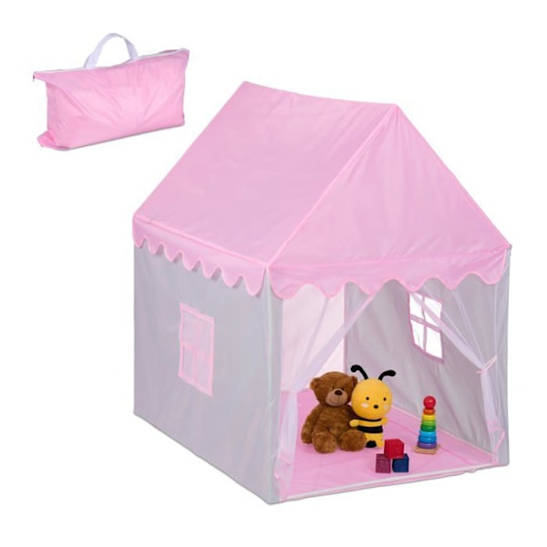 Tält för Barn - Relaxdays - 10049136 - Rosa och Grå - 130 x 95 x 125 cm - Snabb Montering rosa, grå