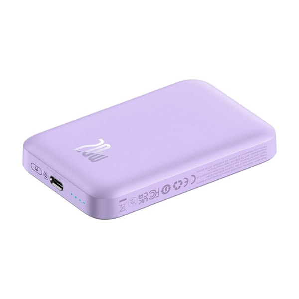 Baseus - Mini Air extern batteri (P10059002513-00) - Typ-C, MagSafe-laddning, 20W, 6000mAh, med Typ-C-kabel, 30cm - Lila