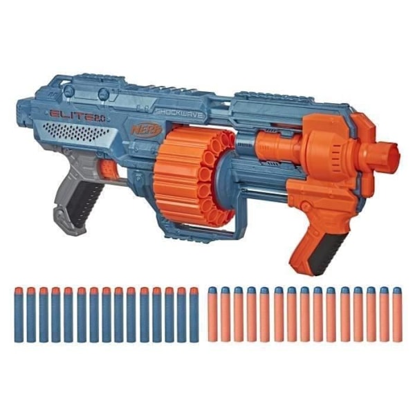 NERF Elite 2.0 Shockwave RD-15 Dart Gun - 30 pilar ingår - Anpassningsbar Flerfärgad