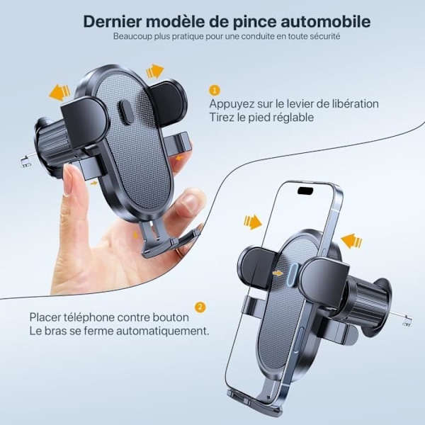 Telefonstöd för bil - Miracase - Auto-Lock Clip - 360° rotation - Kompatibel med 4-7 tum - Robust metall