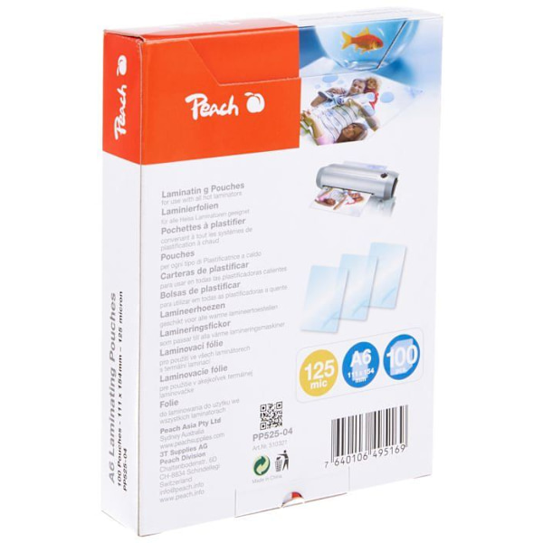 Plast för Peach-laminator