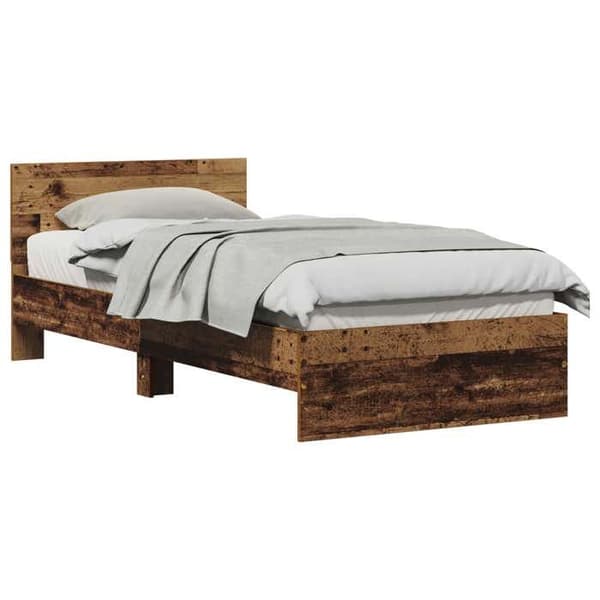 vidaXL Sängram Antik trä 90 x 200 cm Ingenjörsträ 871654
