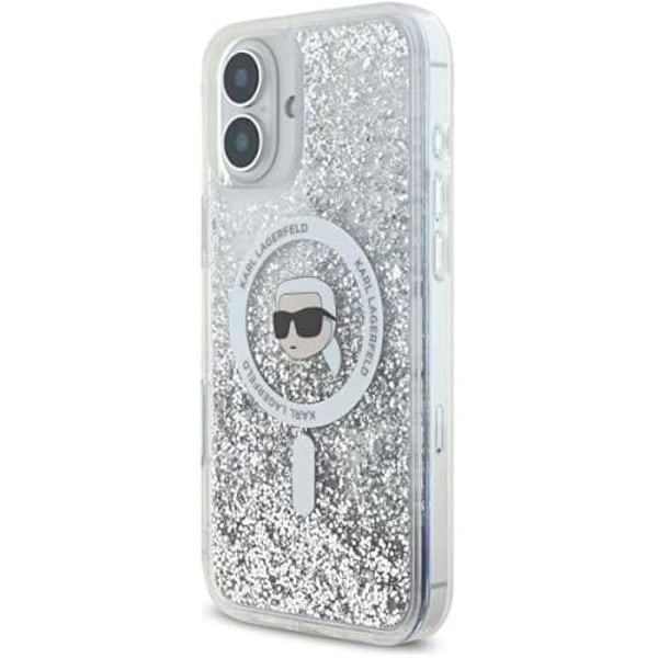 Coque för iPhone 16 - CG Mobile - KLHMP16SLGKISGH - Transparent - Flüssig Glimmer Karl Head - Kompatibel med MagSafe Transparent