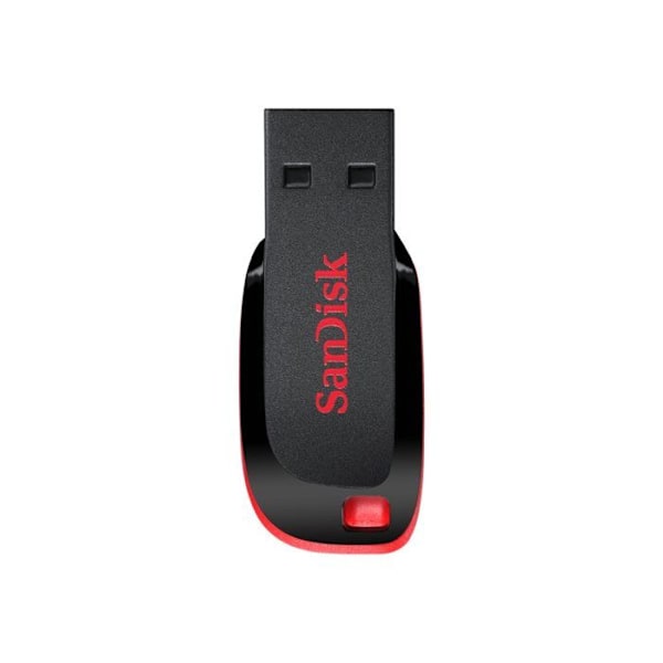 USB-nyckel - SANDISK - Cruzer Blade - 128GB - 2.0 - Svart/Röd