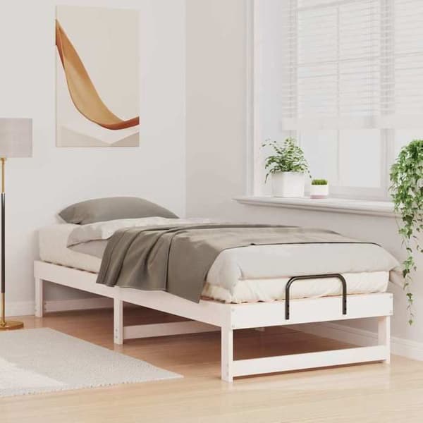 vidaXL Sängram Vit 80 x 210 cm Massivt furu 873158