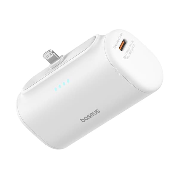 Batteri till telefon, Lightning, 20 W, 5 000 mAh, typ C-kabel - Baseus (P10068307413-00) - Vit