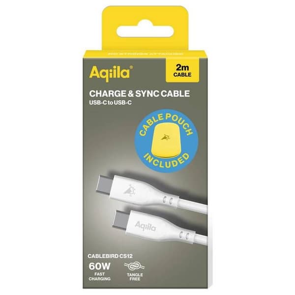 USB-C-kabel - AQIILA - CS12 - 2,00 m - 60 W - 480 Mbit/s Vit