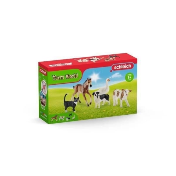 Realistiska bondgårdsdjur - Farm Toy Farm Sortiment 2, Ko, katt, hund och gås - Farm Adventure Toy for Kids