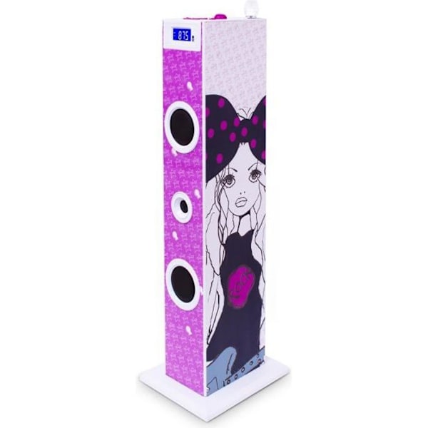 BIGBEN TW5ROCK Multimedia ljudtorn med mikrofon - 2 x 10W RMS - USB-port - Rosa och vit Multi