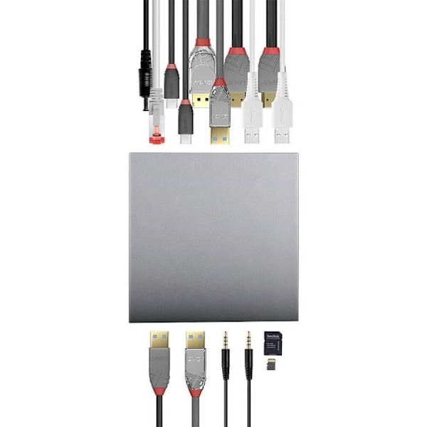USB-C dock - LINDY - 43378 - 3 skärmar - Aluminium - 4K 60Hz