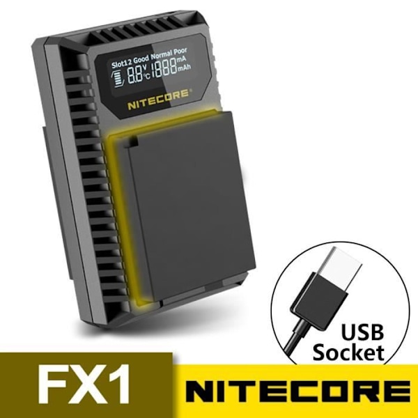 Nitecore USB-batteriladdare med Fuji W126/s LCD-skärm - FX1