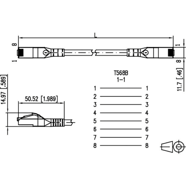 Patchkabel RJ45 - METZ CONNECT - 130845F000-E - Cat.6 - 60 m - Helt skärmad