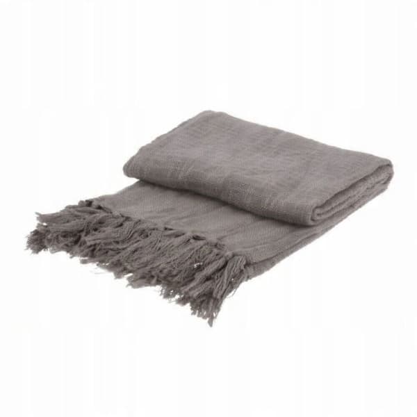 Fransad sängöverkast Home Styling Collection 130 x 170 cm - Grå Grå
