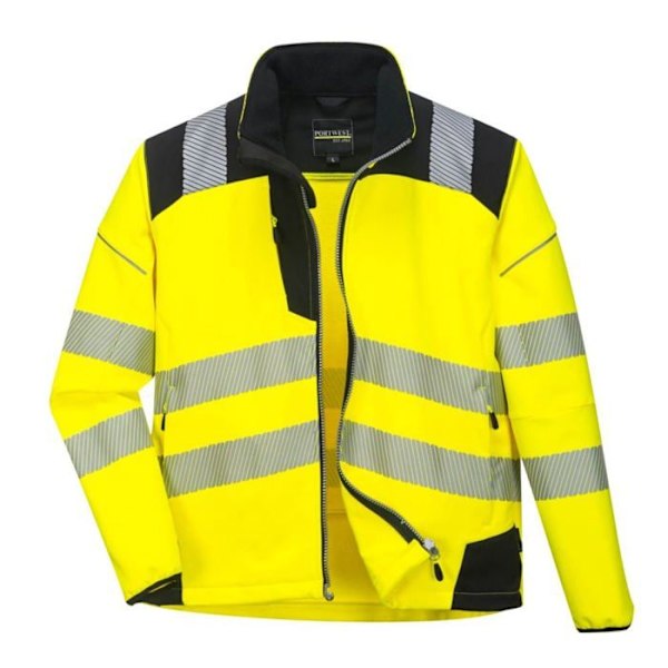 Högsynlighets softshell regnjacka Portwest VISION - Gul / Svart Gul svart M