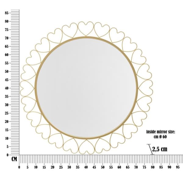 Väggspegel Dekor "Hjärtan" 80cm Guld