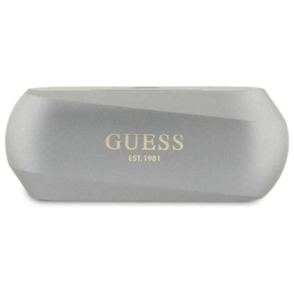 Bluetooth TWS hörlurar Guess med förlängt metallogotyp och laddetui (grå)