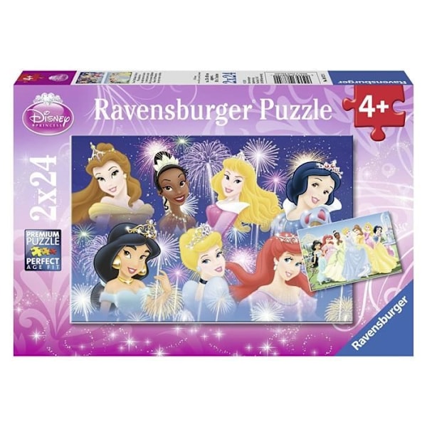 Disney Princesses Pussel 2x24 bitar - Ravensburger - För barn från 4 år och uppåt Blå