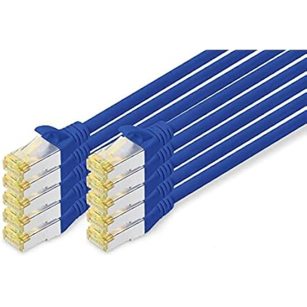 Cat 6A LAN-kabel - DIGITUS - 5m - RJ45 - S/FTP-skärmad - Cat-6 & Cat-7-kompatibel - Blå