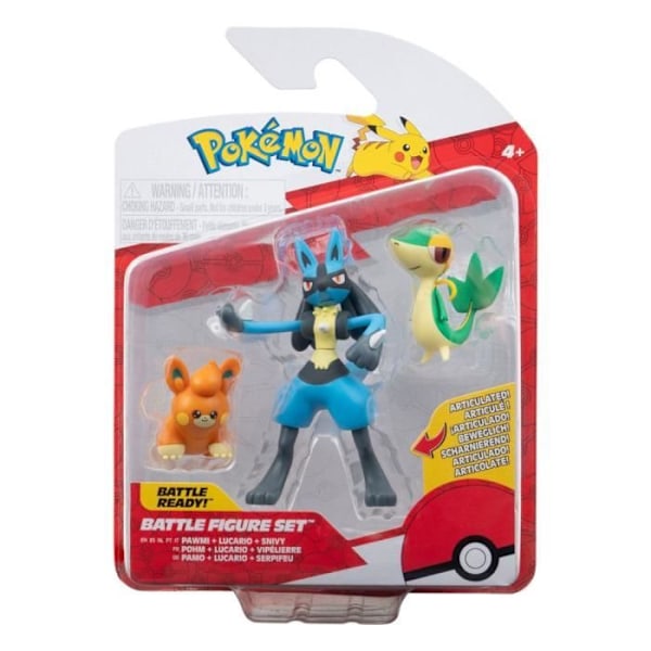Pack 3 Pokémon figurer Vipelierre, Pawmi, Lucario - Jazwares - Toy - 3 figurer - Grön