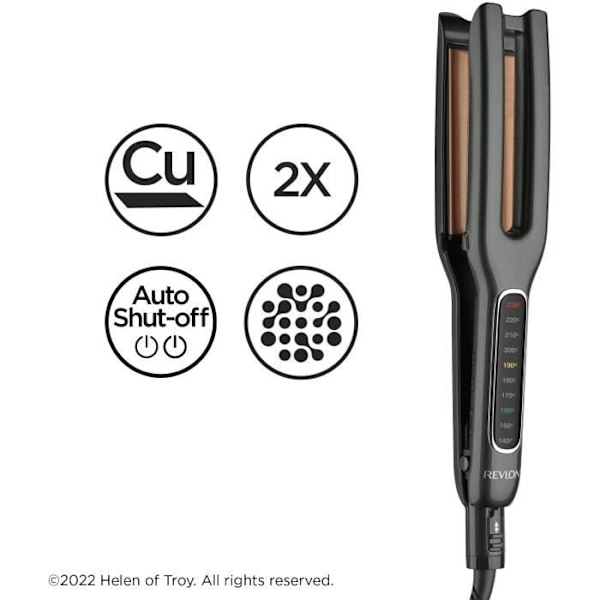 REVLON RVST2204 plattång - dubbel koppar och keramisk platta - upp till 235°C Svart och silver