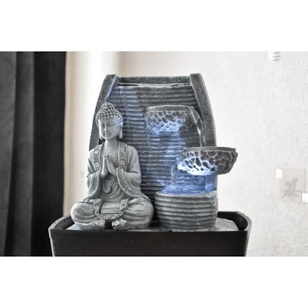 Sagesse SCFRBFB inomhusfontän - Zen'Light - Buddha - LED-belysning - Grå Grå
