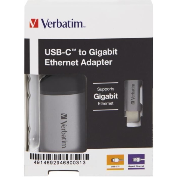 USB 3.0 Typ C till RJ45 Verbatim Gigabit nätverkskort - grått/svart - TU