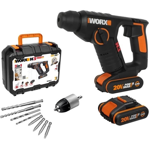 Worx H3 SDS-Plus Slagbor 3-i-1 20V 2bat 2,0Ah