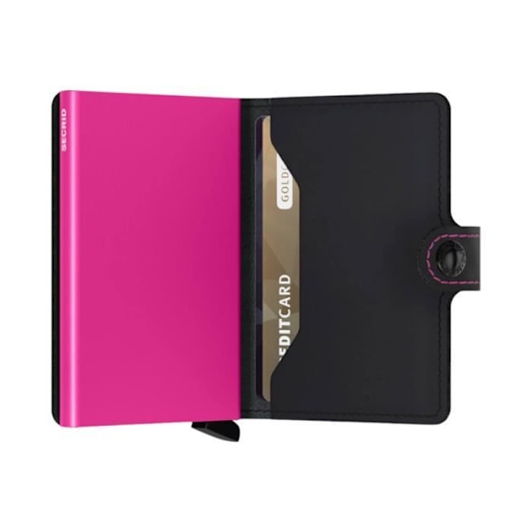Plånbok - SECRID - Miniplånbok - Mattsvart & Fuchsia - Aluminium - Hårt skal Mattsvart & Fuchsia