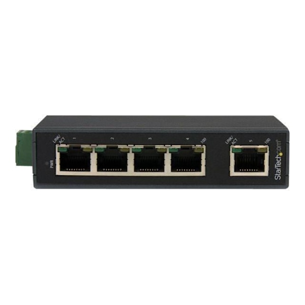 Nätverksbrytare - STARTECH - IES5102 - 5 portar RJ-45 - DIN-skenemontering - Ohanterad