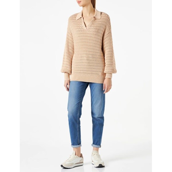 Tröja - Na-kd tröja - 1100-005678 - V-ringad Oversized stickad tröja Pull-Over Femme Beige S