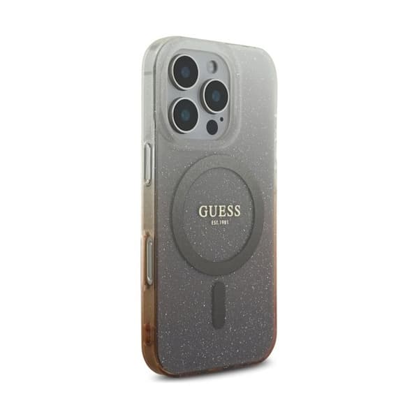 Guess IML Glitter Gradient MagSafe-skal för iPhone 16 Pro - Brun Brun