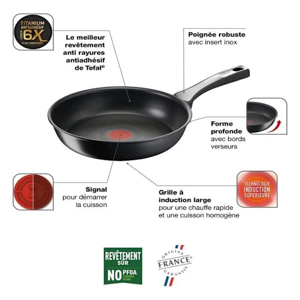 TEFAL Unlimited på stekpanna 32cm Non-stick reptålig beläggning, Hög prestanda, Temperaturindikator